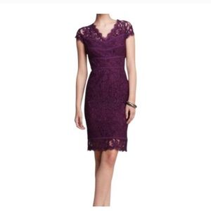 Adrianna Papell plum Purple dress size 8 dark romantic coquette sheath lace